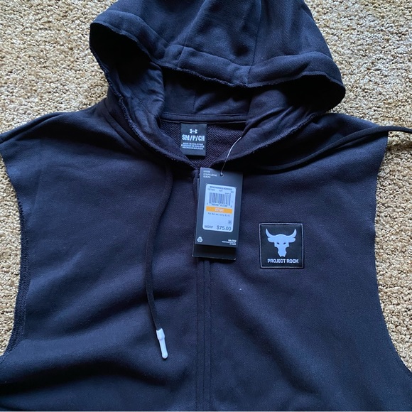 Under Armour Project Rock Mens Full Zip Hoodie Sleeveless Jacket NWT Sz Various - Picture 2 of 12